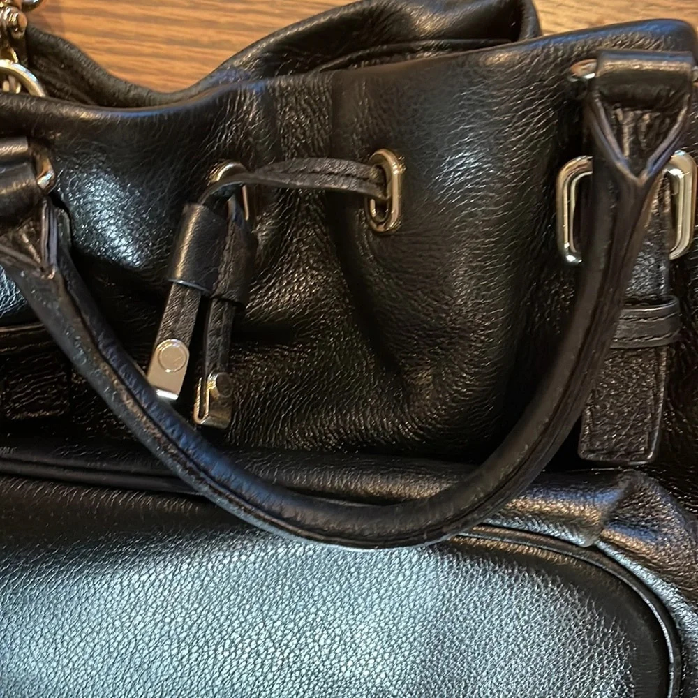 kate spade Black Leather Drawstring Crossbody Bag